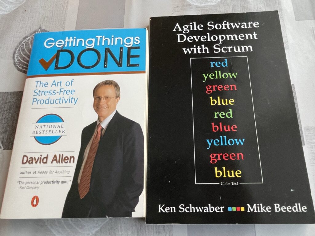 The books “Getting Things Done” and “Agile Software Development with Scrum”