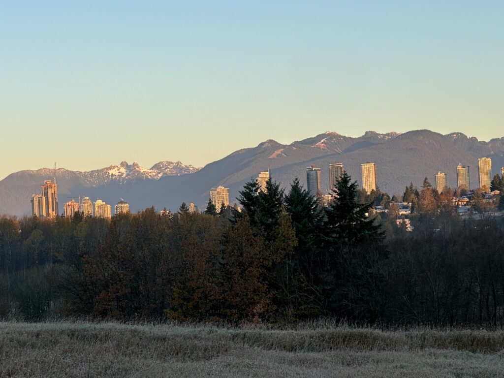 Grouse Mountain and the Lions behind it, BC