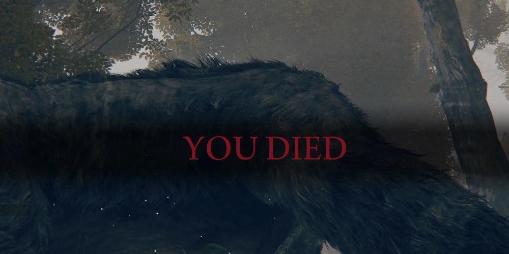 The Elden Ring death screen, featuring the words "YOU DIED" 