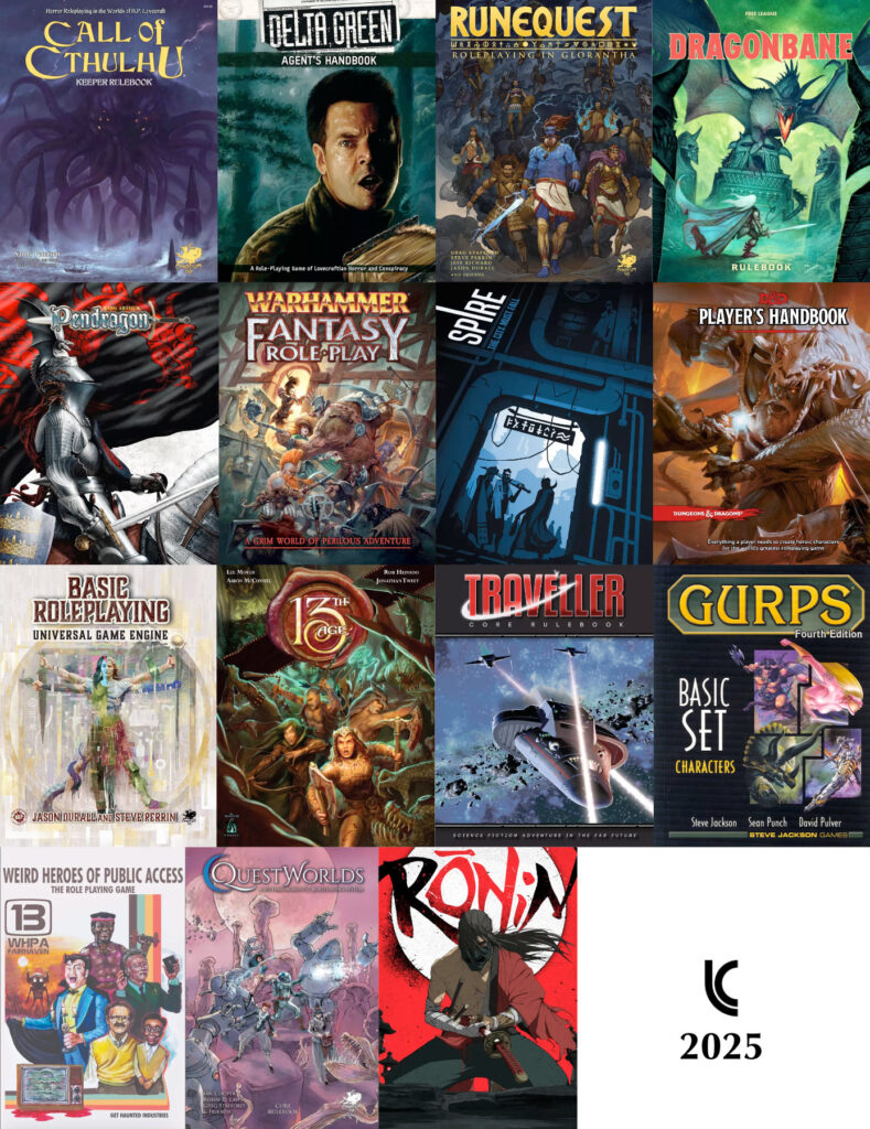 Covers of all the TTRPGs mentioned in the post's text.