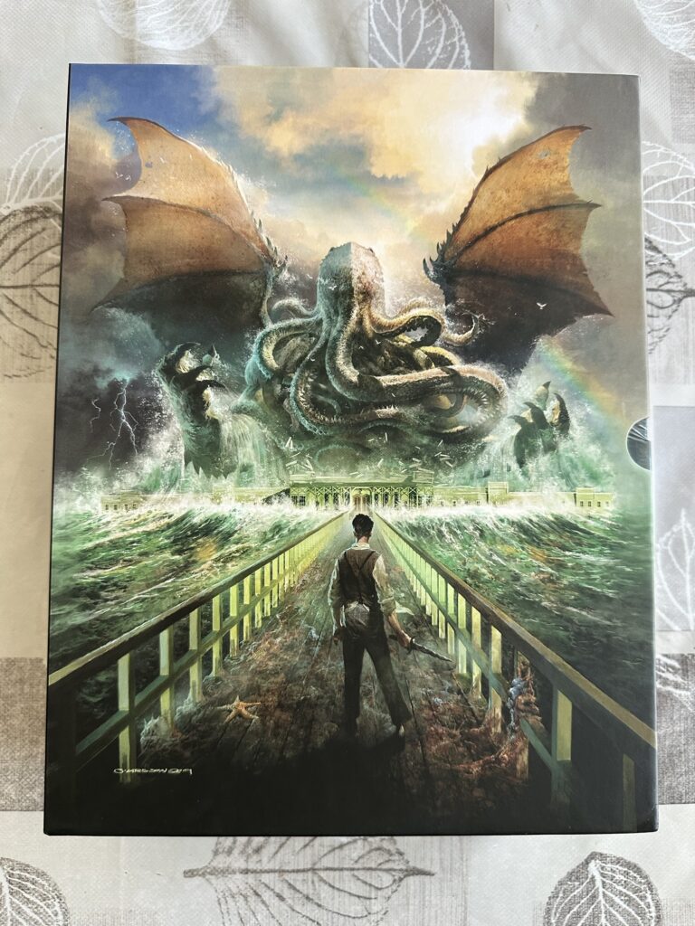 A close up on the Cthulhu Rising cover illustration by Ola Larsson