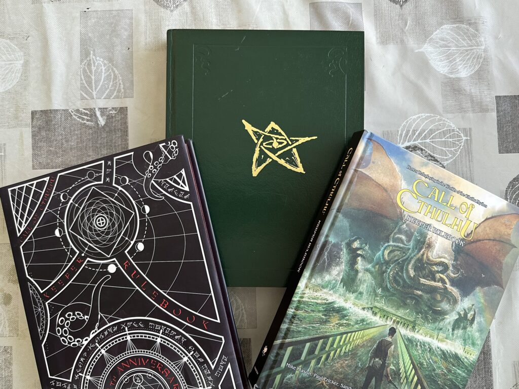 My Call of Cthulhu limited editions:

- 20th anniversary, yellow limited signed version
- 40th anniversary edition
- 50th anniversary edition

I think I missed the 25th and 30th anniversaries? Are there any other?

I probably have enough anyway, especially when you consider I also have a few French editions! (no I don't have a problem YOU have a problem)
