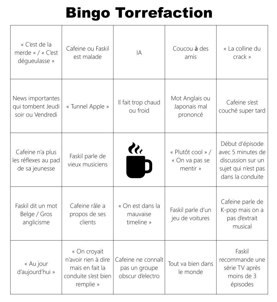 La grille du Bingo Torrefaction