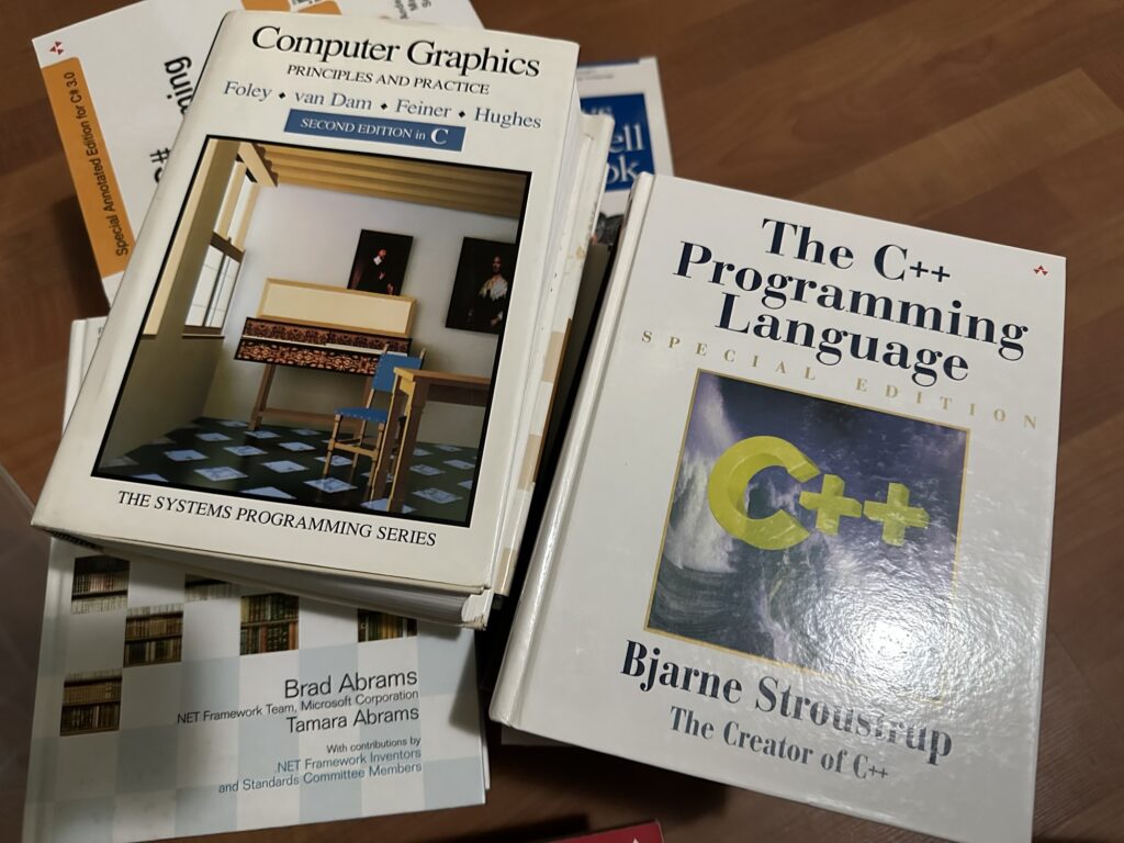 Computer Graphics by Foley, van Dam, Feiner, and Hughes.
The C++ Programming Language, by Stroustrup.
