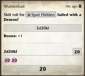 A Spot Hidden roll with a bane (advantage) where both dice rolls were 20s, i.e. critical failures