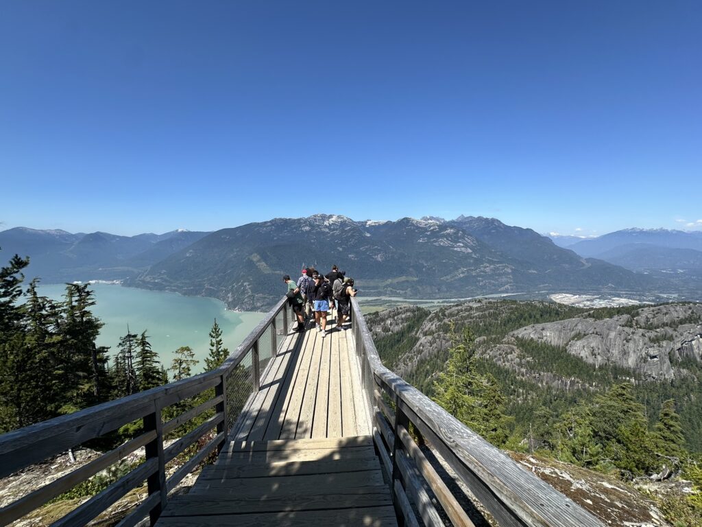 The viewpoint for the Stawamus Chief somewhere near the top of the gondola (you have to walk a bit down some trails)
