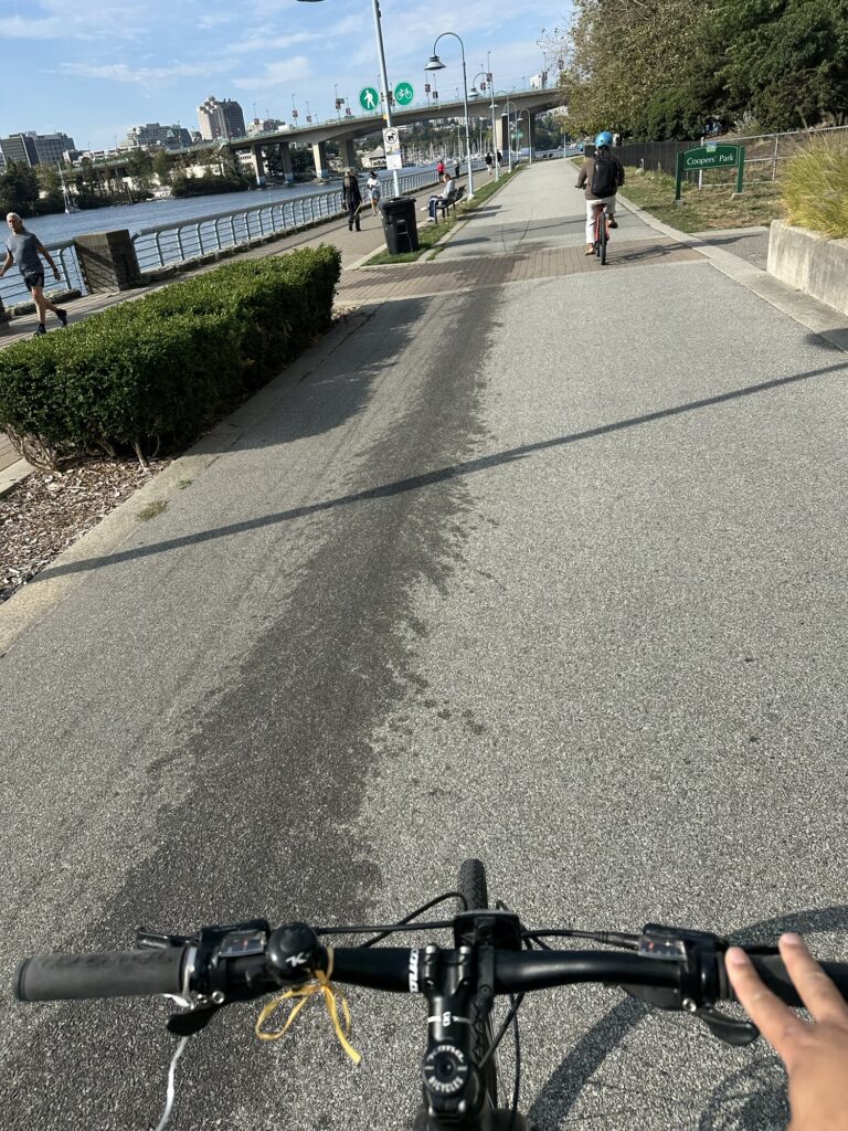 POV of me riding my bike on the seawall