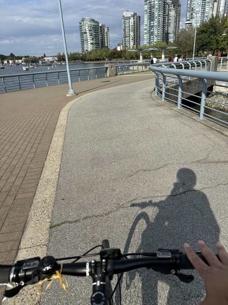 POV of me riding my bike on the seawall